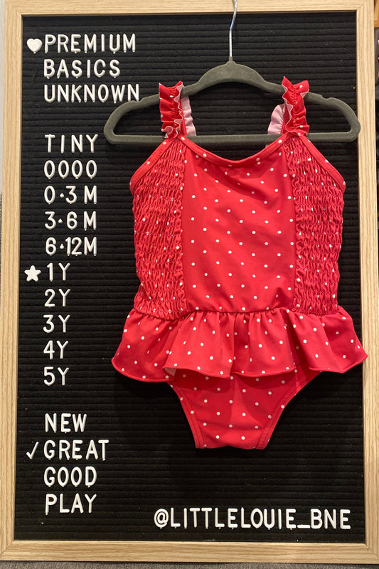 Sprout Girls pink ruffle preloved swimwear | Size 1