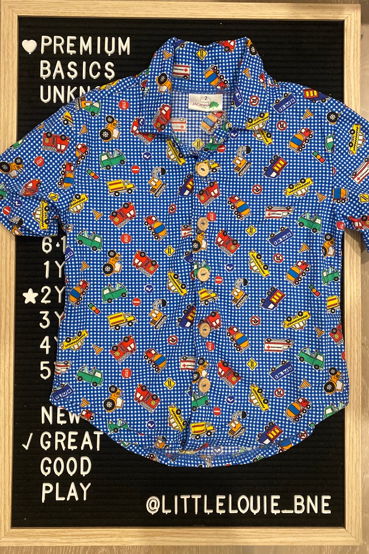Blue Car Boys Collared Tee | Size 2