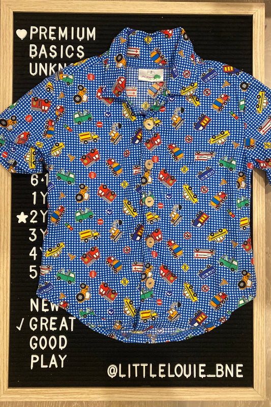 Blue Car Boys Collared Tee | Size 2