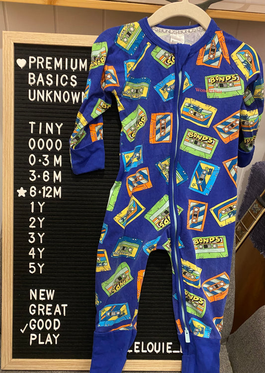 Retro cassette print long sleeved onesie