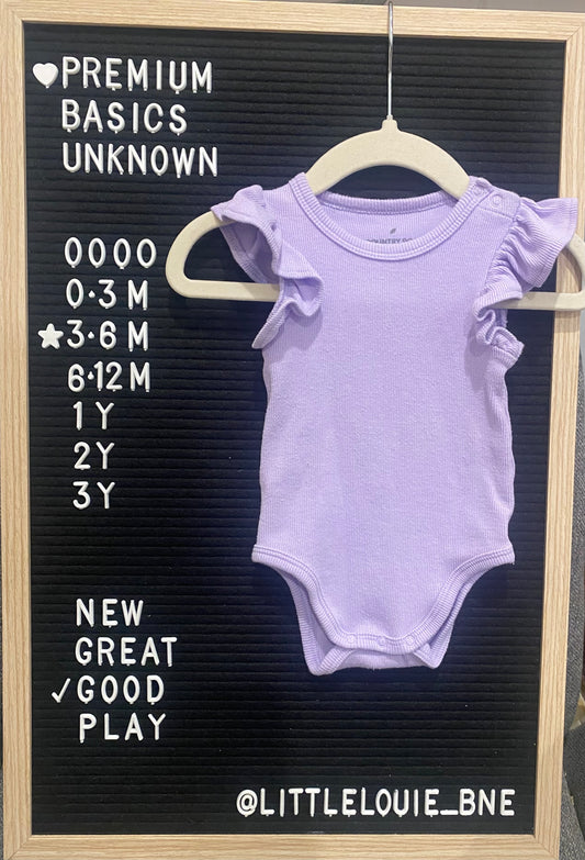 Jacaranda purple frilled short sleeved onesie