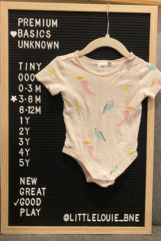 Light pink bird print onesie
