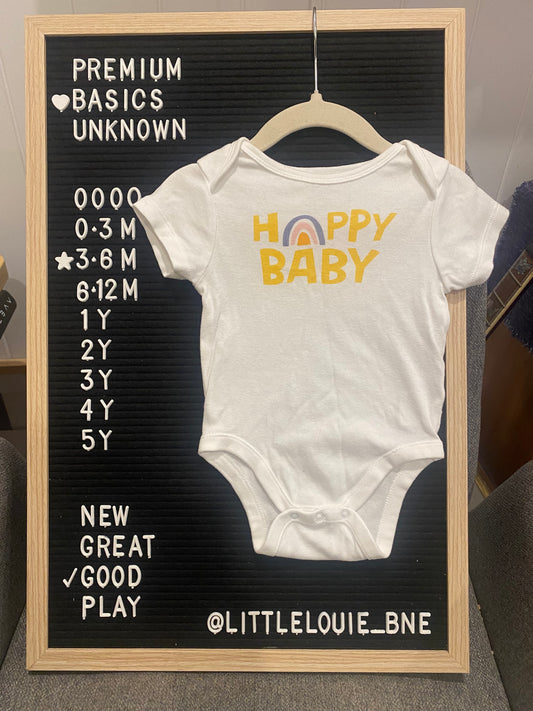 Happy Baby white short sleeved onesie