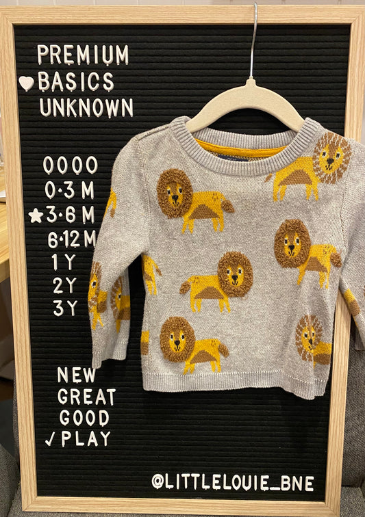 Grey jumper with lion print