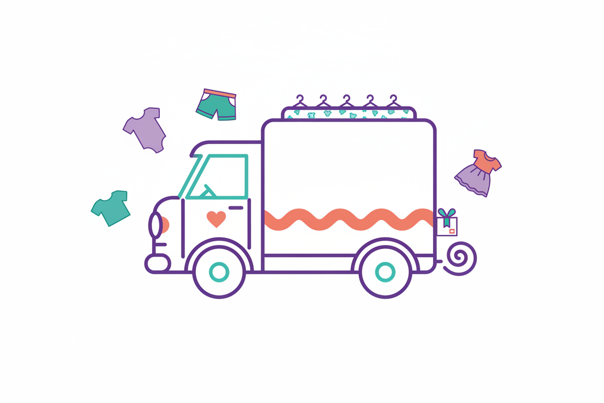 Delivery Truck Illustration Free preloved kids clothes pick up service in Brisbane - Little Louie